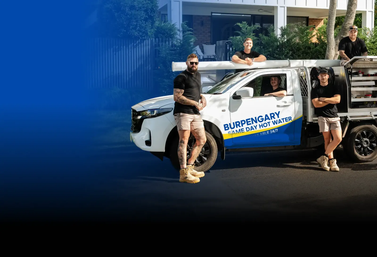 Burpengary Same Day Hot Water team with the ute